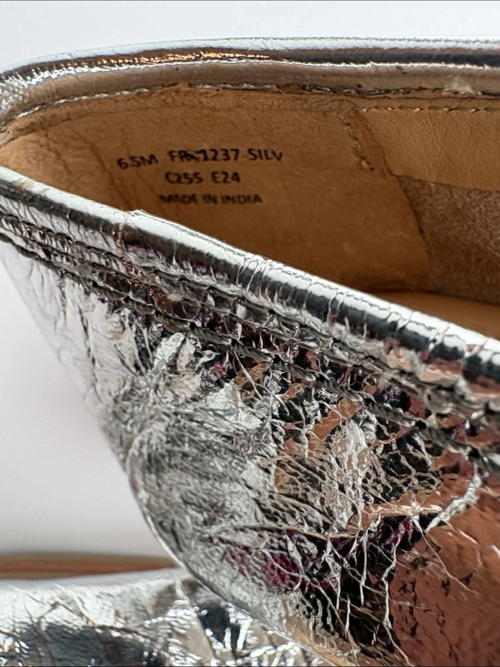 Frye Metallic Silver Pointed Toe Women's Flats